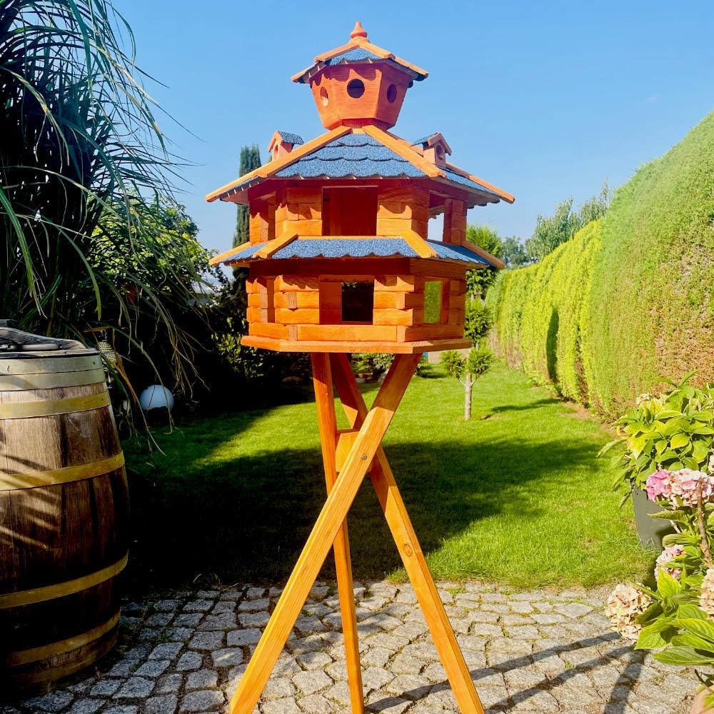 Futterhaus Vogelvilla XXL mit Ständer, Grösse XXL mit Ständer Blau - Braun