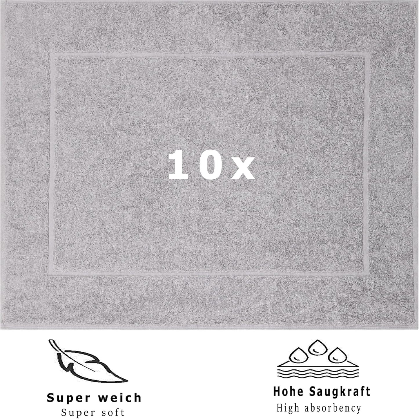 10er-Set Badvorleger, 50x70 cm, 10x Badvorleger Silber