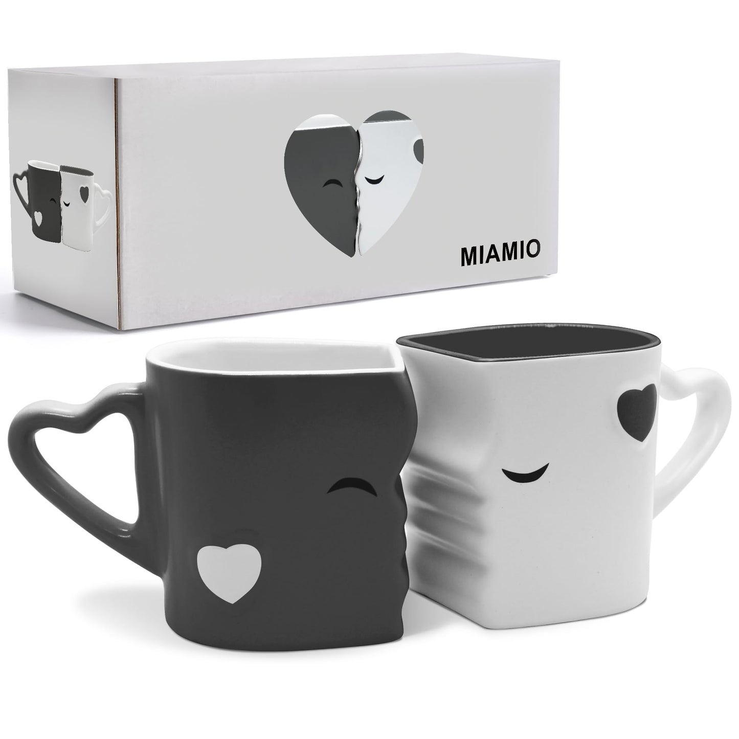 Küssende Kaffeetassen für Paare & Romantiker, Grau