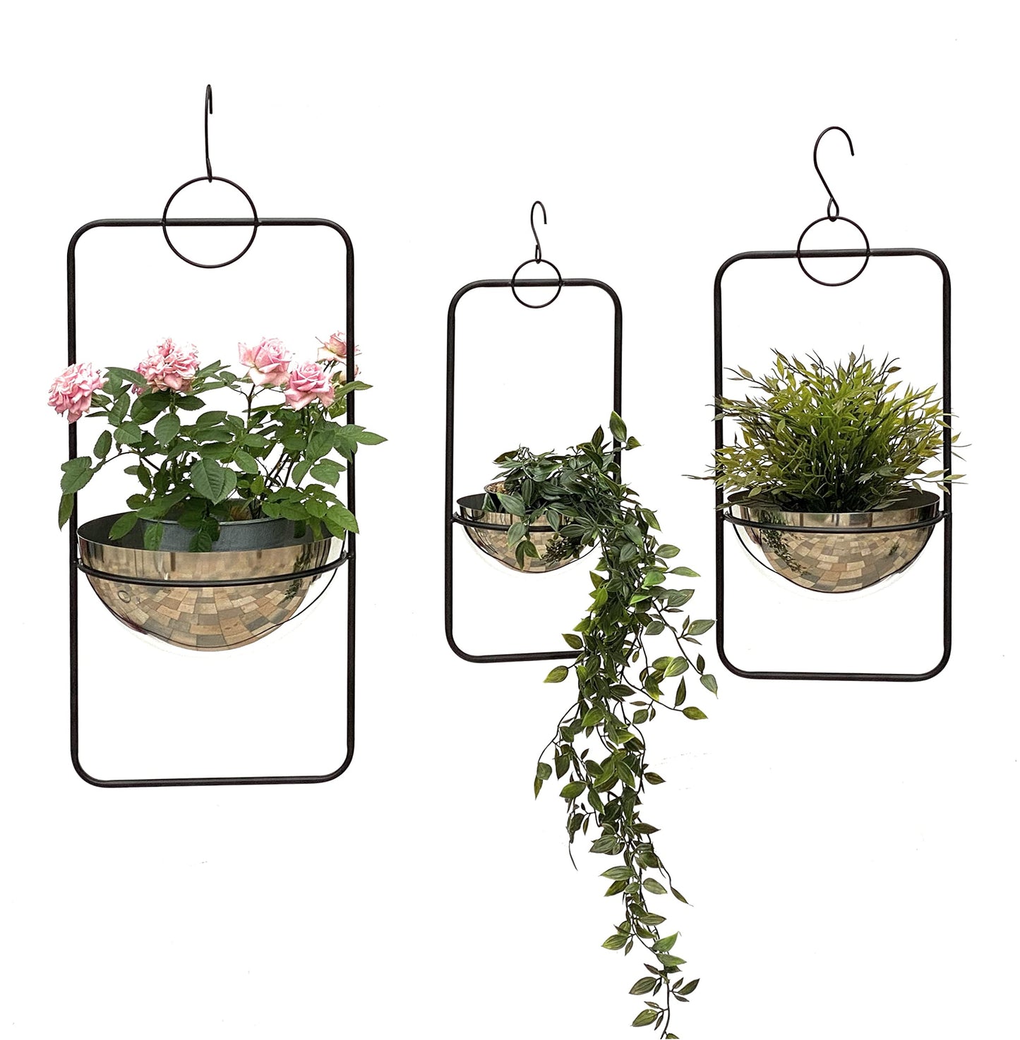 3-teiliges Blumenampel-Set mit Topfhalterung 96083