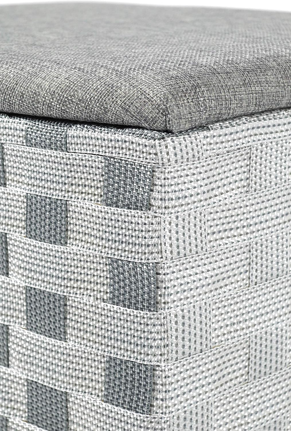 Wäschekorb Wäschebehälter aus Nylon (44x32x52 cm), Grau-weiß