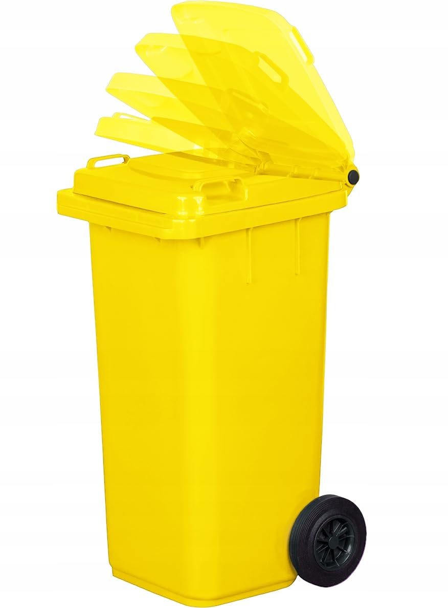 Mülltonne mit geräuschlosen Rädern, Gelb