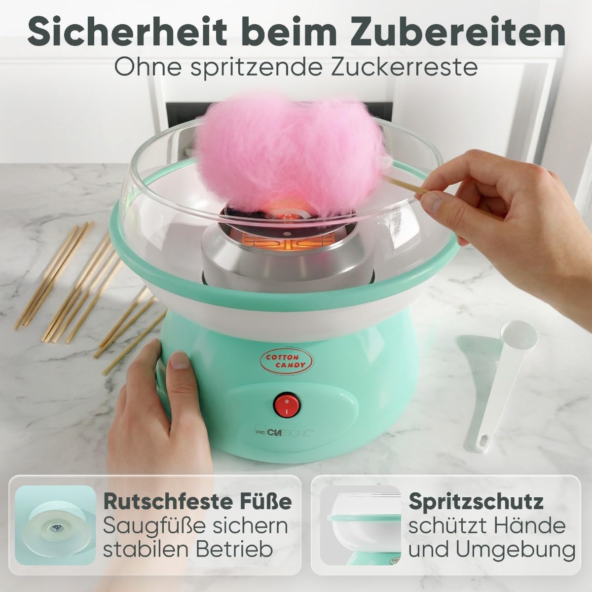 Zuckerwattemaschine ZWM 3478 mit Zubehör, Mint