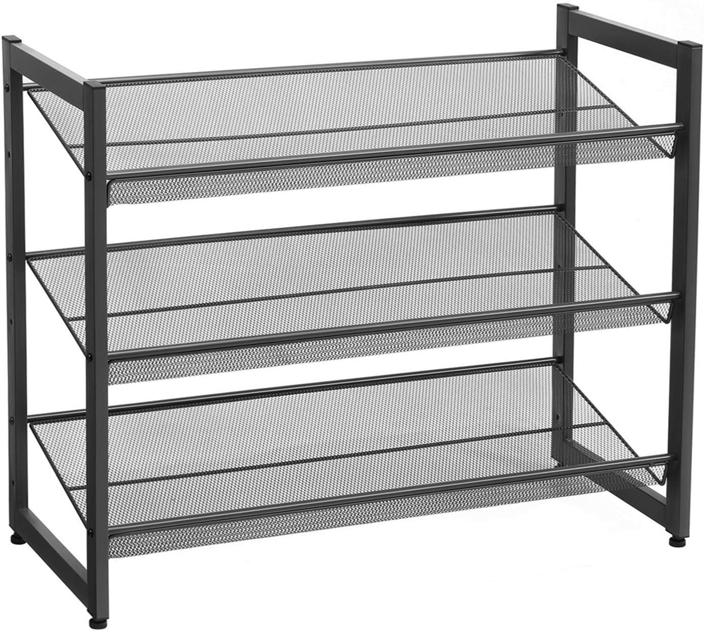 3-stufiges Schuhregal Entry, verstellbar, stapelbar, Schwarz 3 Ebenen