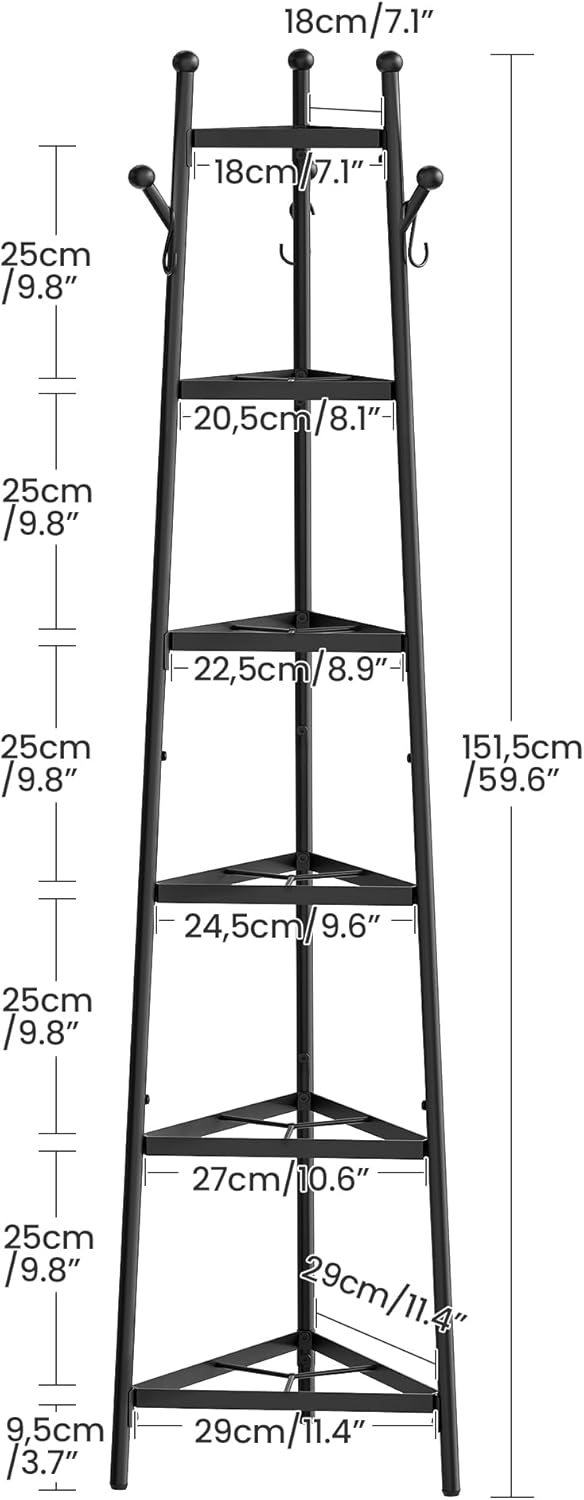 6-stöckiges Eckregal mit Topfhalter, DTPR15BB