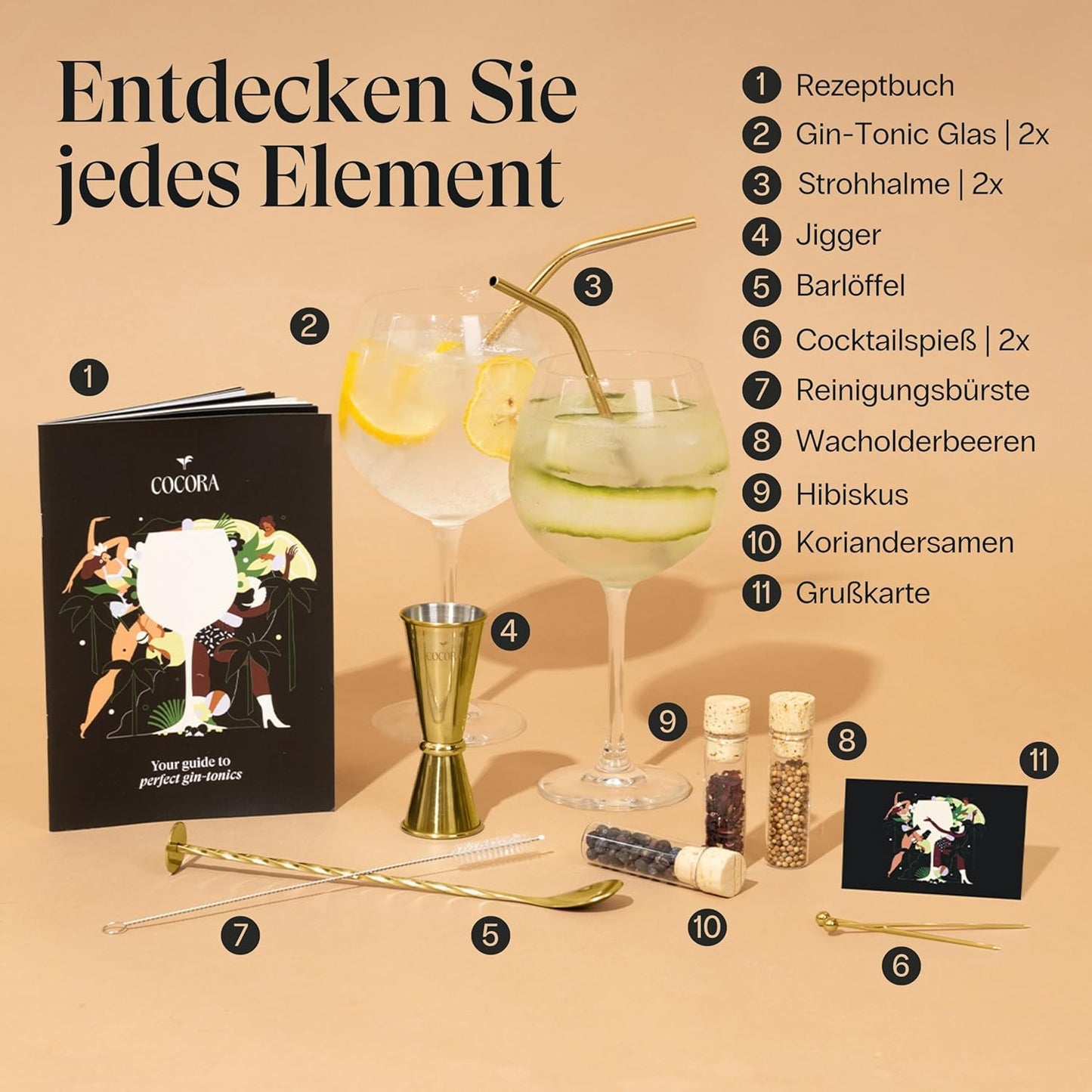Gin-Tonic Cocktail-Set, Gold