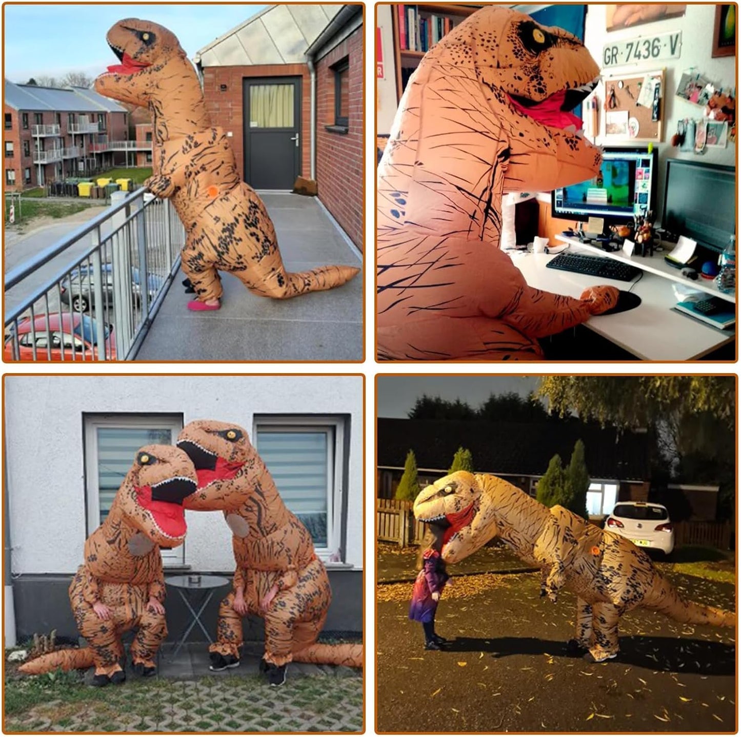 Aufblasbares Dinosaurierkostüm, Brown