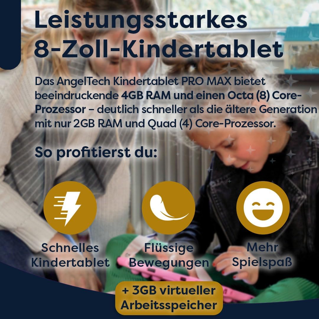 Kinder-Tablet PRO MAX mit Kopfhörern, Kinderpaket Rosa
