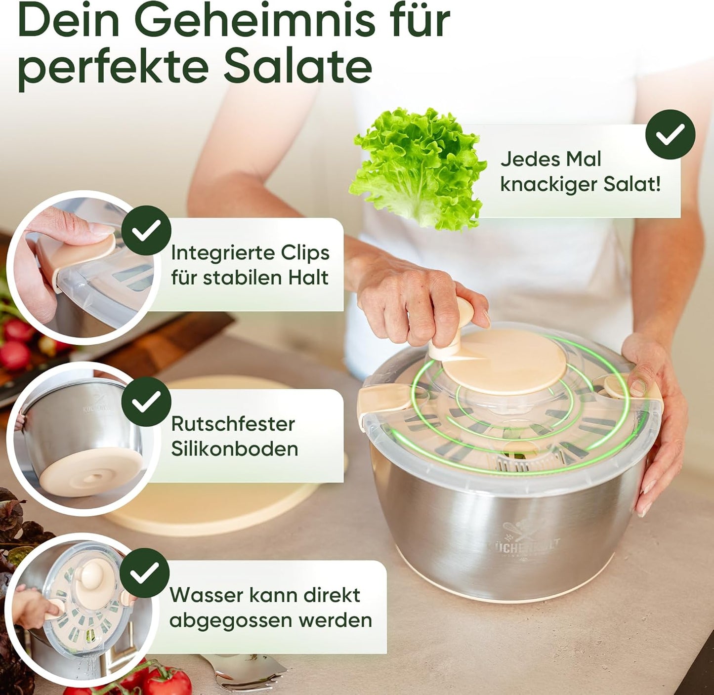 Salatschleuder mit Frischhaltedeckel
