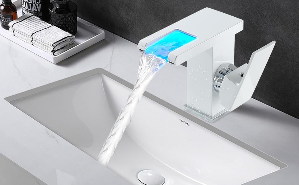 Badarmatur Wasserfall mit Kalt-/Warmwasserfunktion, Weiss