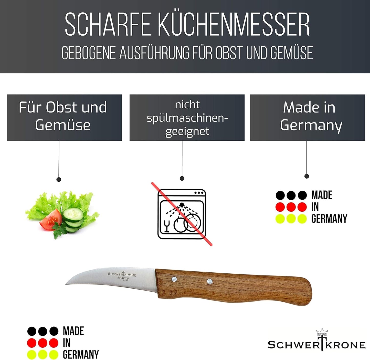 Premium Schälmesser-Set (gebogen & gerade), 2 2,5" / 3" gebogen - gerade
