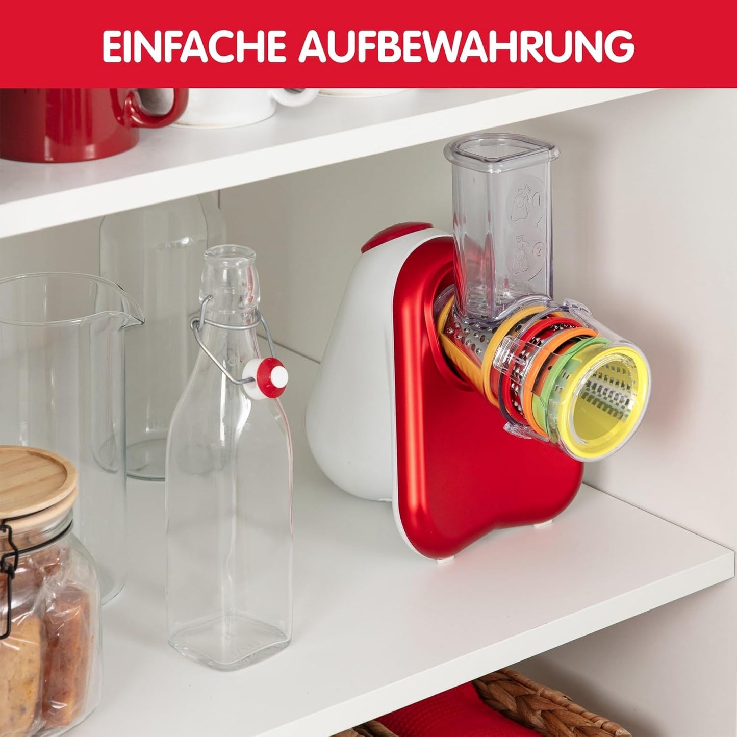 DJ756G Fresh Express Plus - Elektrischer Gemüseschneider mit 5 Einsätzen, Single