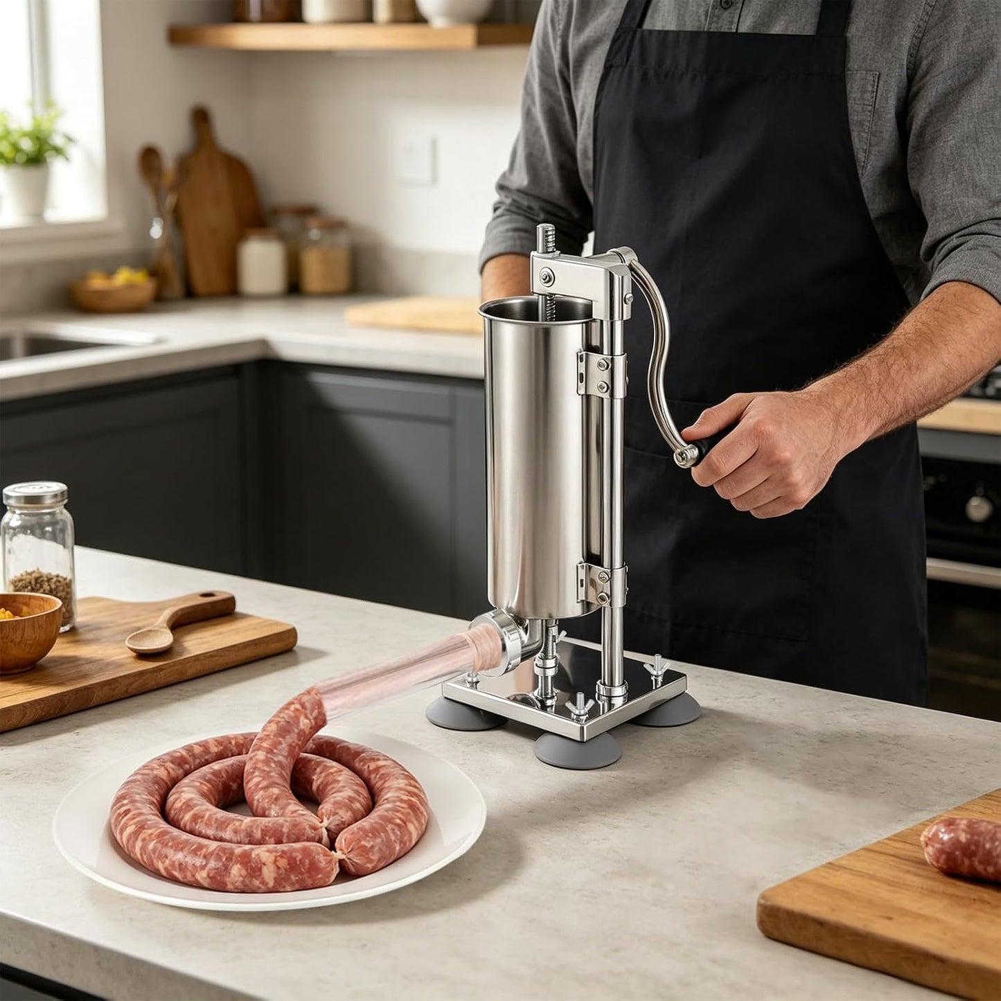 Manueller Wurstfüller mit 6 Füllrohren