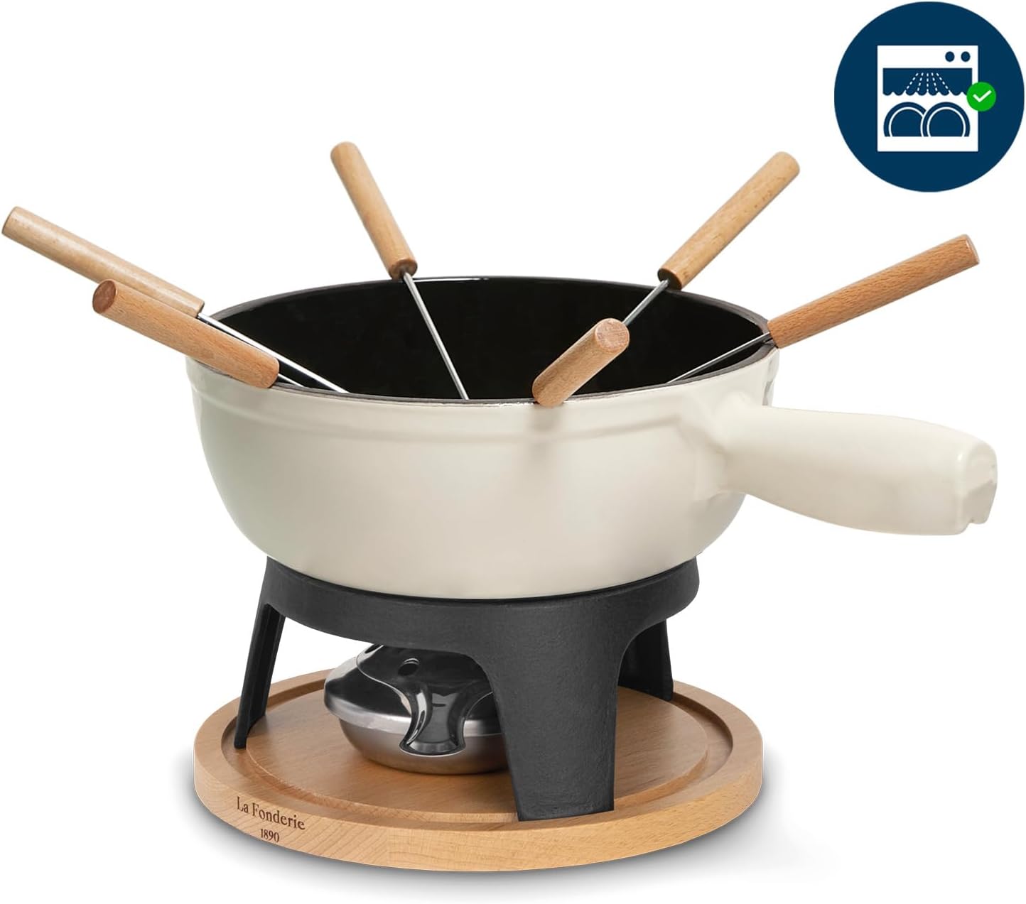 Fondue-Set aus Gusseisen für 6 Personen, Beige 6 Personen
