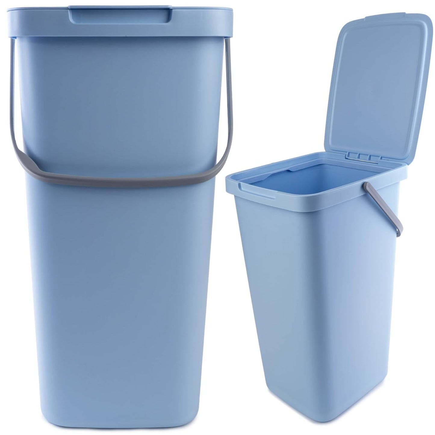 Abfallbehälter mit Deckel und Griff, 25L / Blau
