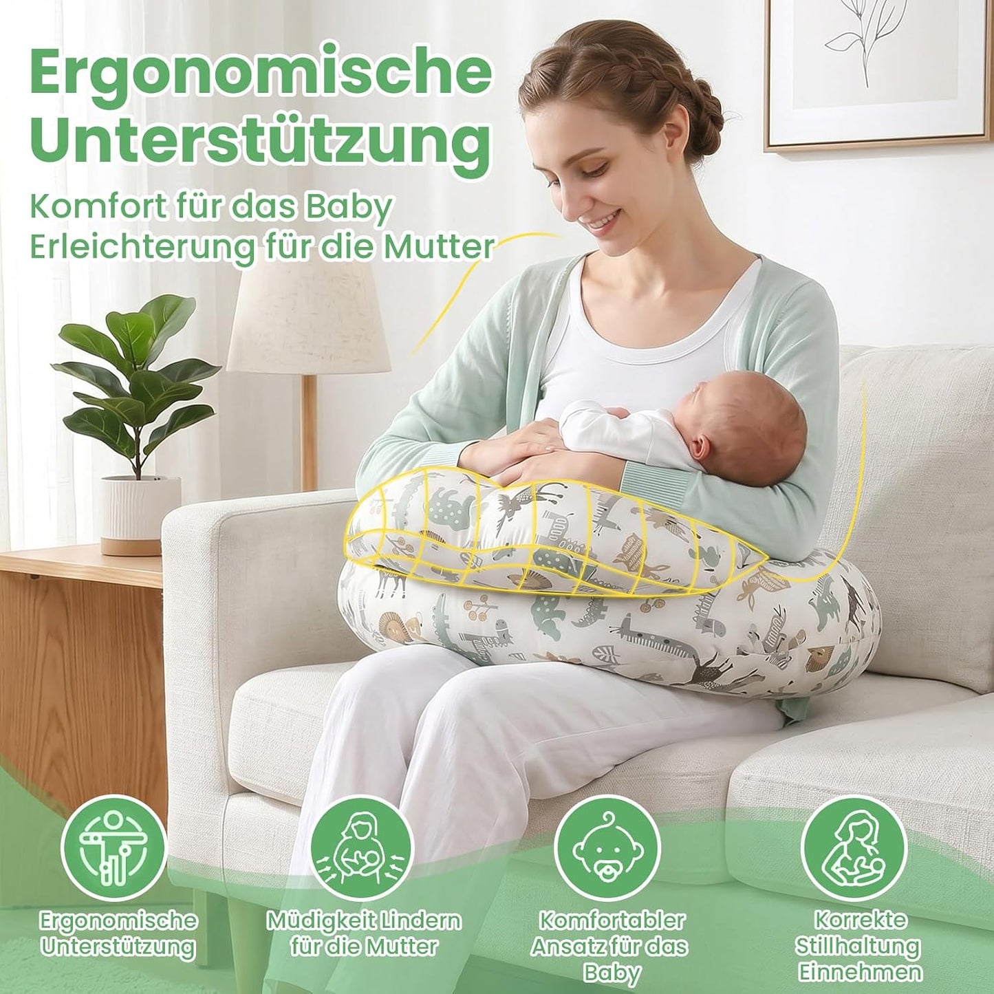 Stillkissen mit verstellbarem Taillengurt, Waldtiere