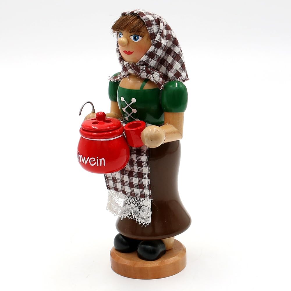 Räucherfigur Glühweinfrau mit Glühweintopf, Glühweinfrau