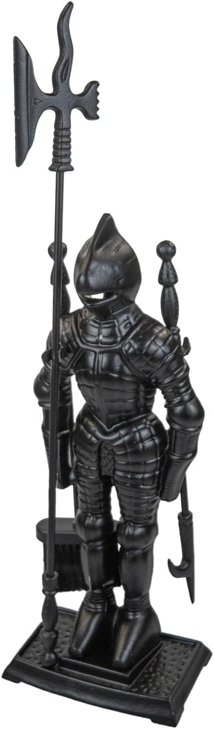 4-teiliges Kaminbesteck-Set in Ritter-Design, Kaminbesteck Schwarz