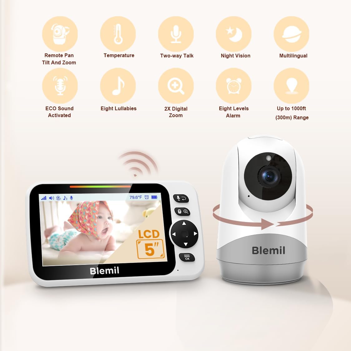 Babyphone mit Kamera und 5" Bildschirm BL9052, BL9052