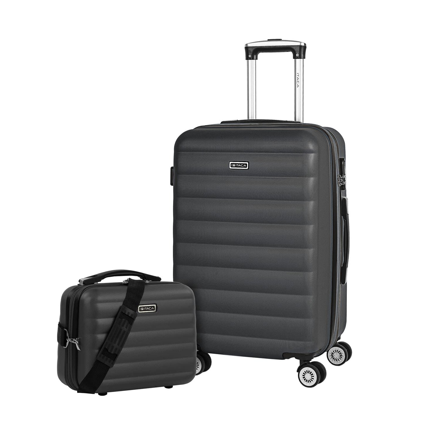 Hartschalenkoffer mit Beauty-Case, Antrazit M + XS