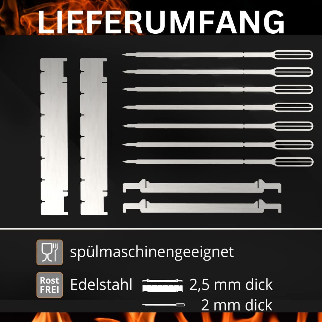 Grillspiess-Set für Feuerschale, Zubehör Grillspiess für Feuerschale Ø 55 Edelstahl
