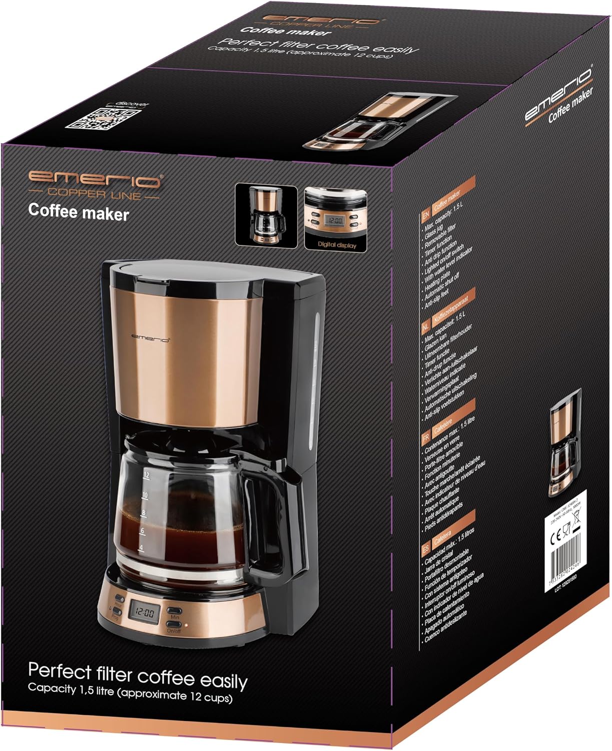 Filterkaffeemaschine mit Timer & 1.5l Glaskanne