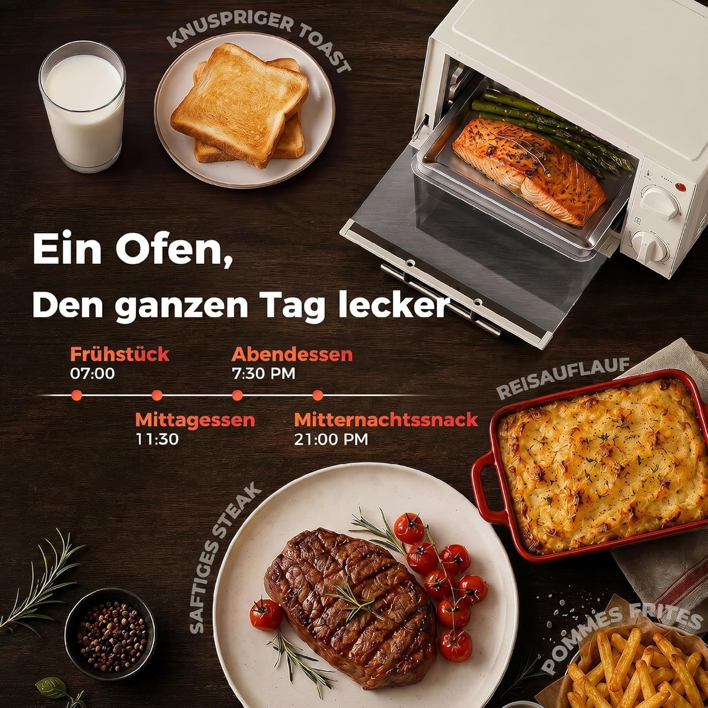 Mini-Backofen, 9 L, Cremeweiss