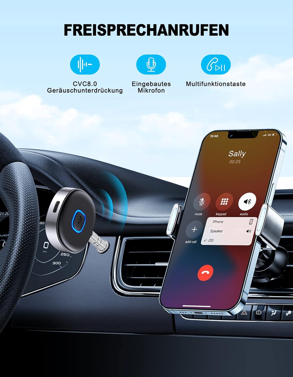 AUX Bluetooth Adapter Auto mit Dual Verbindung