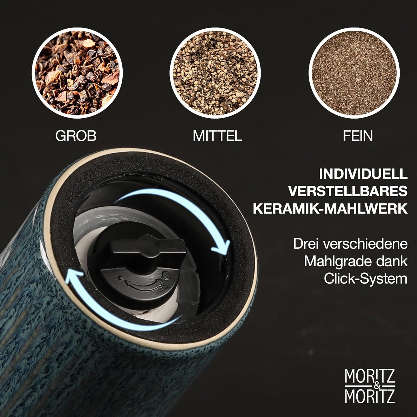 2er-Set Gewürzmühlen, Blau & Grün