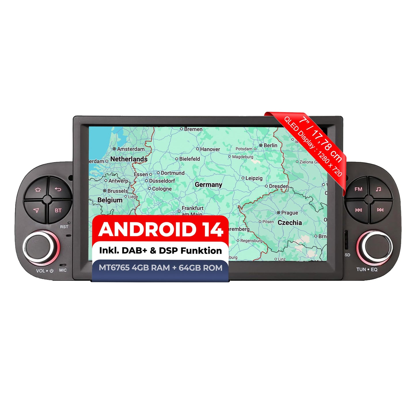 AFIP7-L2 Android 14 Autoradio mit Navigation für Fiat Panda (MK3 Typ 319) 2013-2020, AFIP7-L2