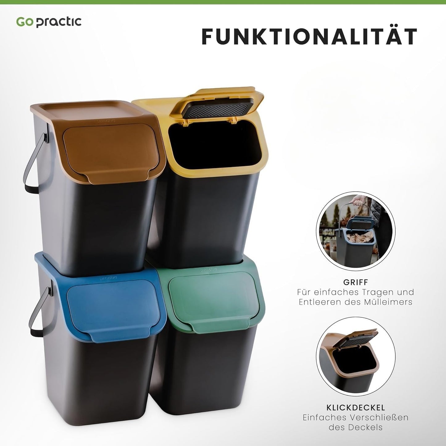 Mülleimer-Set, 2x25l Gelb und Schwarz