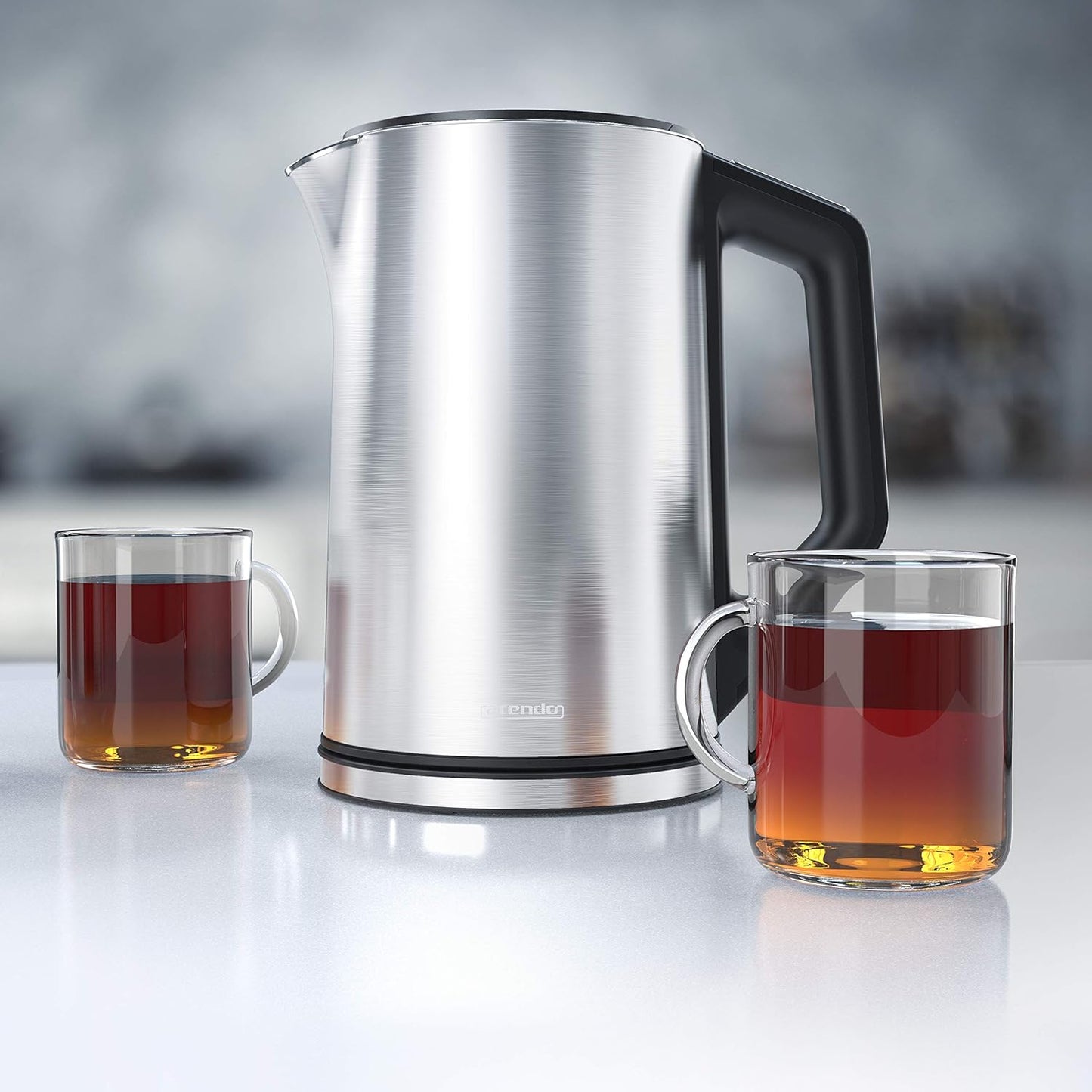 Elegant Wasserkocher mit Temperatureinstellung, B: Silber