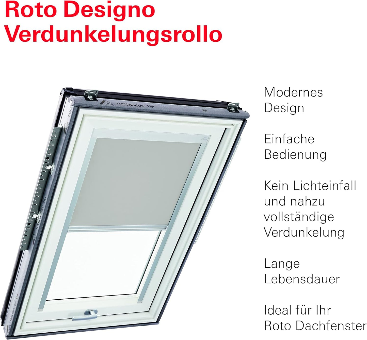 Verdunkelungsrollo für Roto Dachfenster, Führungsschiene Silber|B51 x H84 cm|Hellgrau