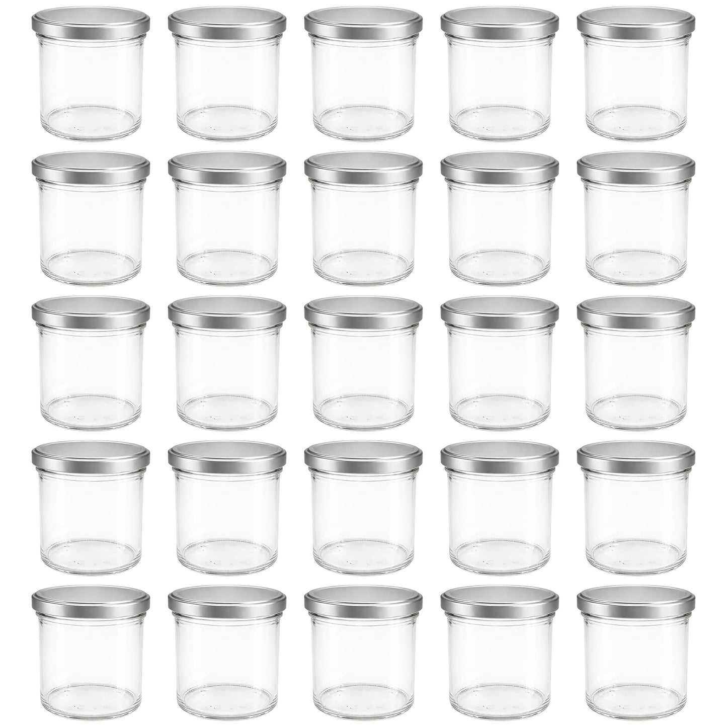 Marmeladenglas-Set mit Schraubdeckel (25 Stück, 167 ml), Silber 167 ml 25