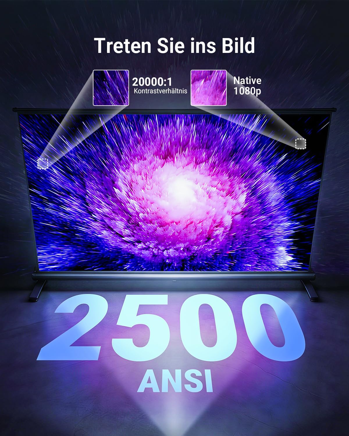 Neo X1 Smart Beamer mit 4K, Google TV & Autofokus, schwarz und grau Pemoon Beamer