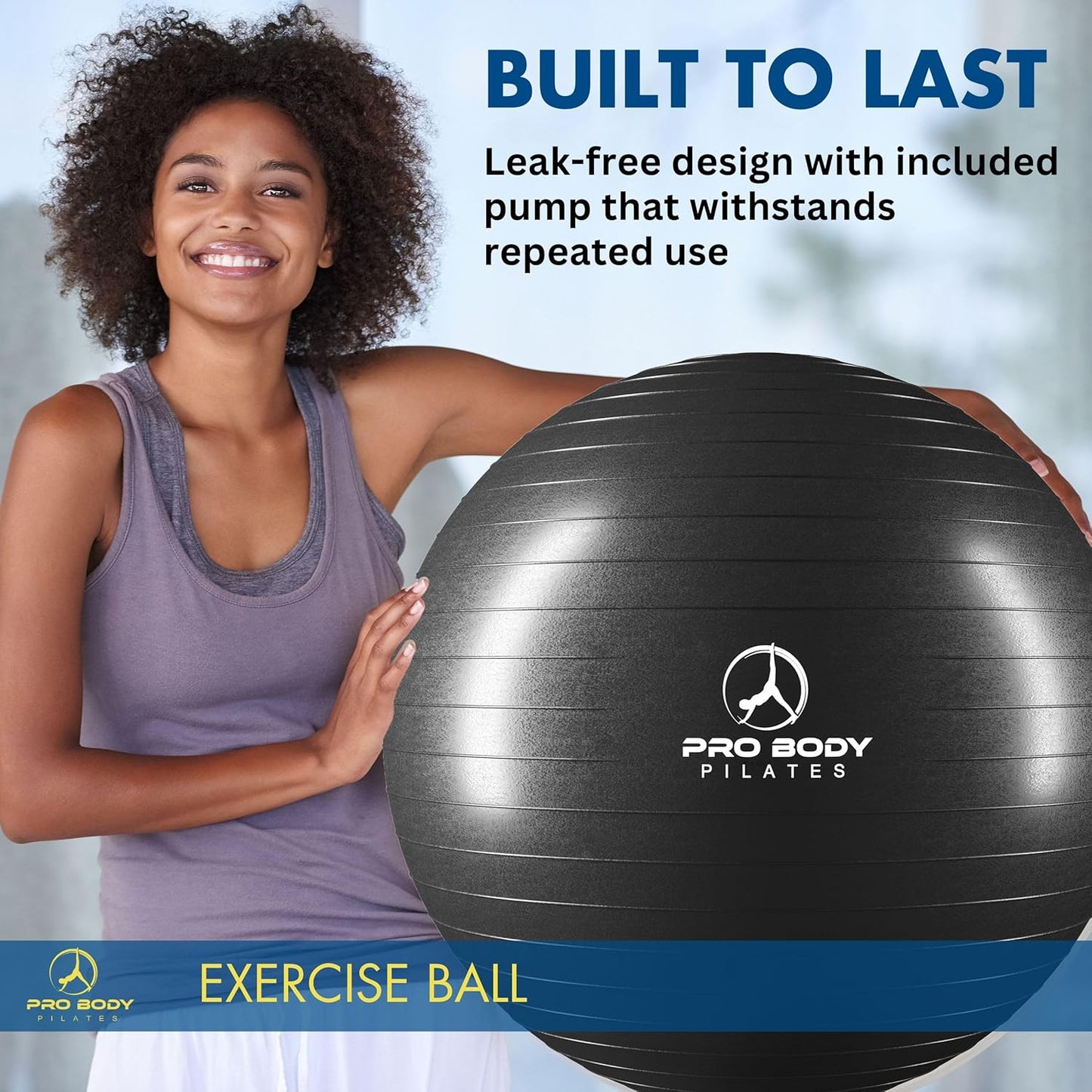 Pilates- und Gymnastikball, Schwarz 65 cm
