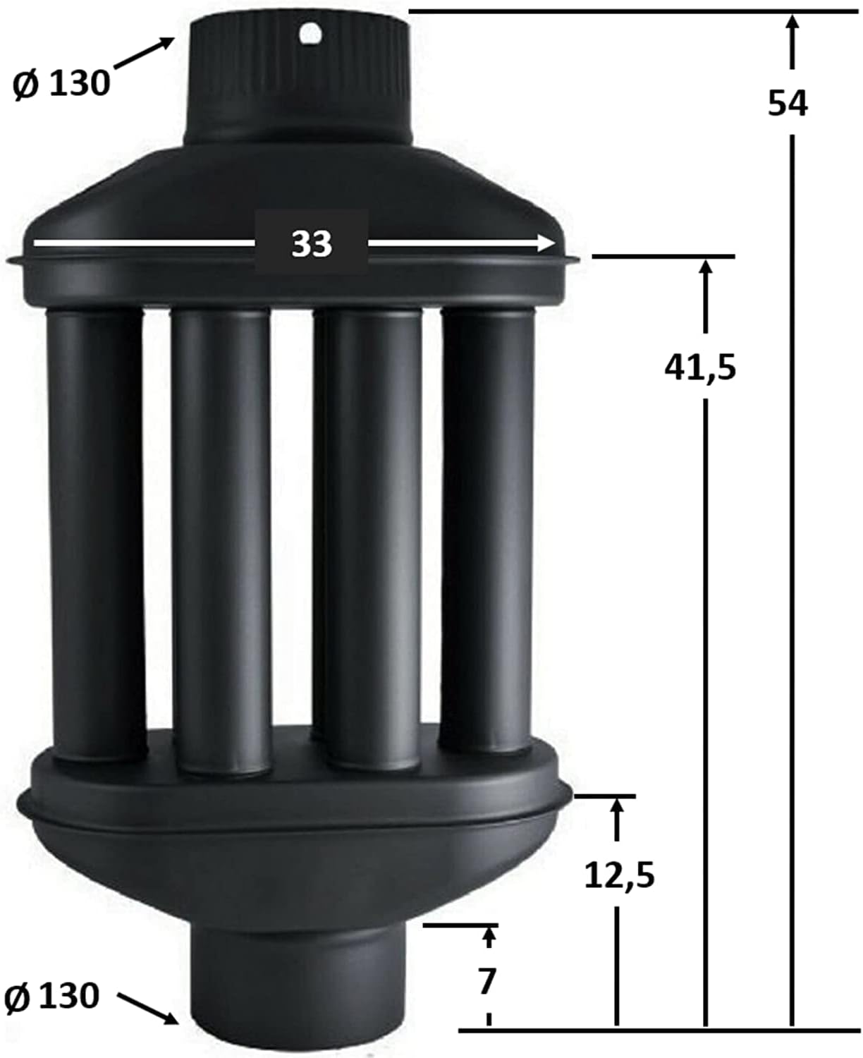 Abgaswärmetauscher 6-Rohr Warmlufttauscher (130 mm), 130 mm Durchmesser