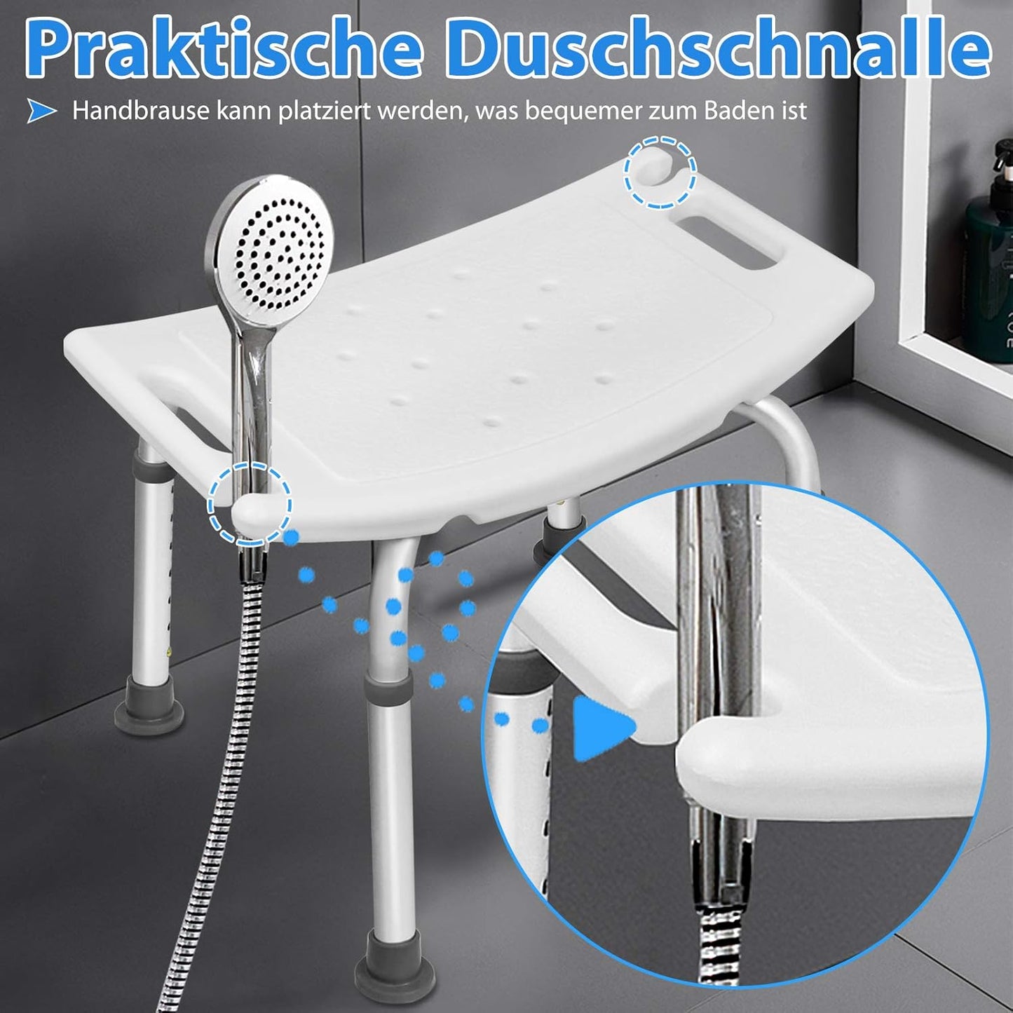 Höhenverstellbarer Duschhocker (bis 136 kg), Duschhocker Höhenverstellbar - 2
