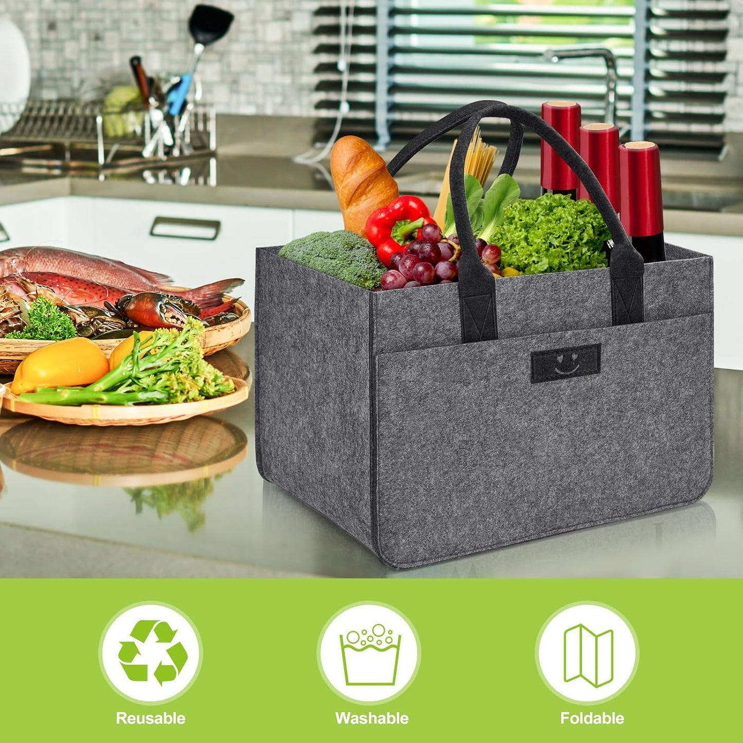 2er-Set Einkaufskörbe, 2 Stück Mittelgrau/Dunkelgrau