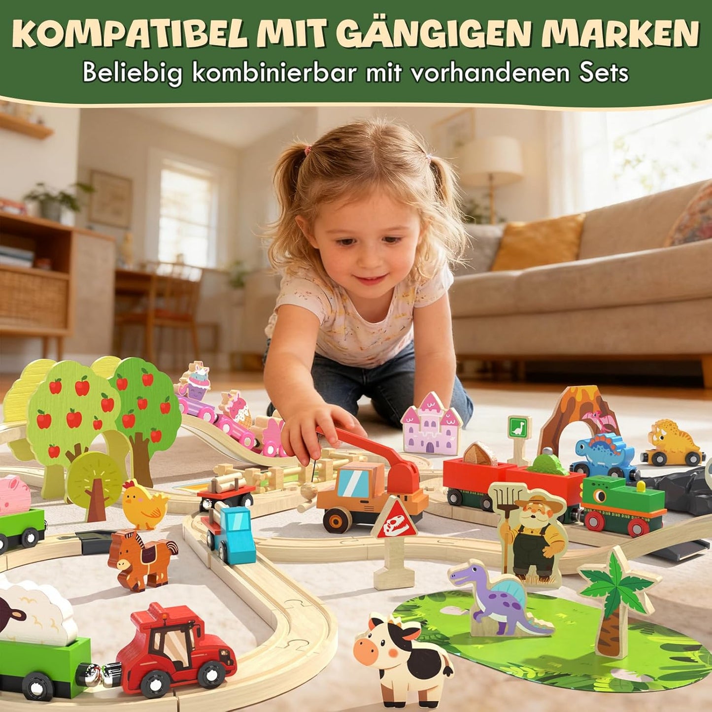 Holzeisenbahn Bauernhof-Spielset, Nutztiere