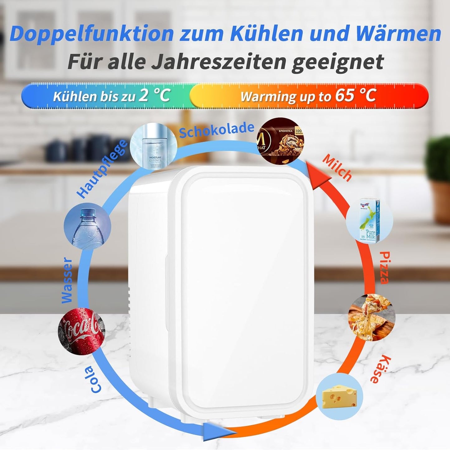 Mini-Kühlschrank, 6 Liter, Weiss