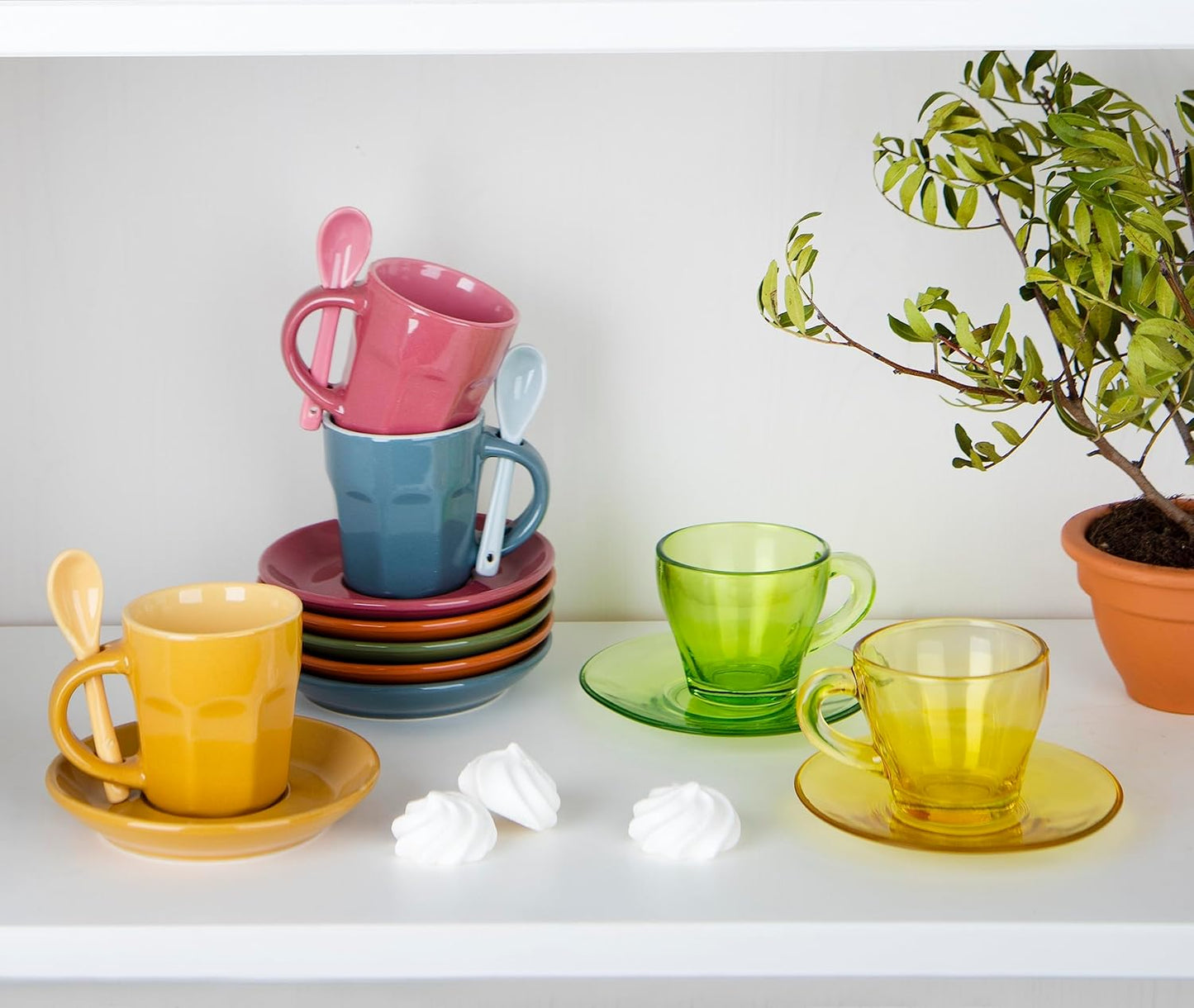 6er-Set Kaffeetasse mit Untertasse, Single