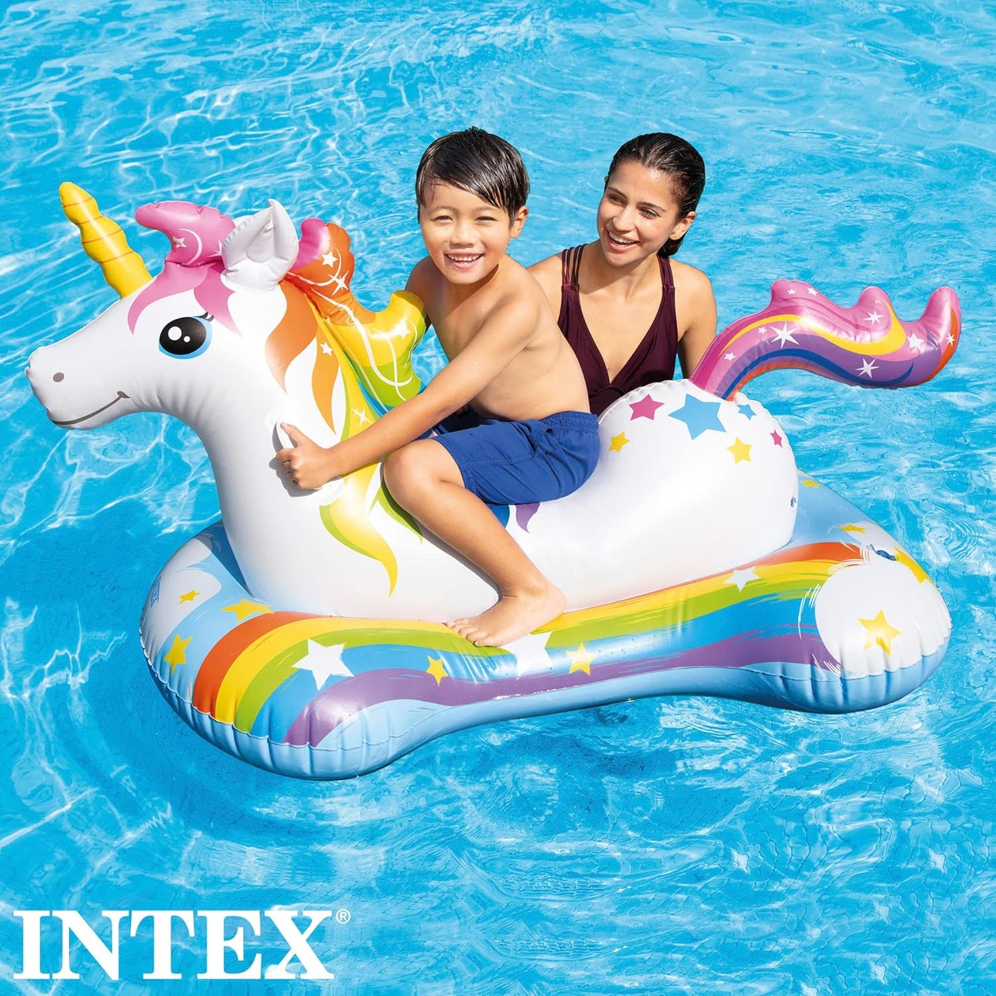 Aufblasbares Einhorn mit Basis und Haltegriffen, Weiss Einheitsgrösse Single