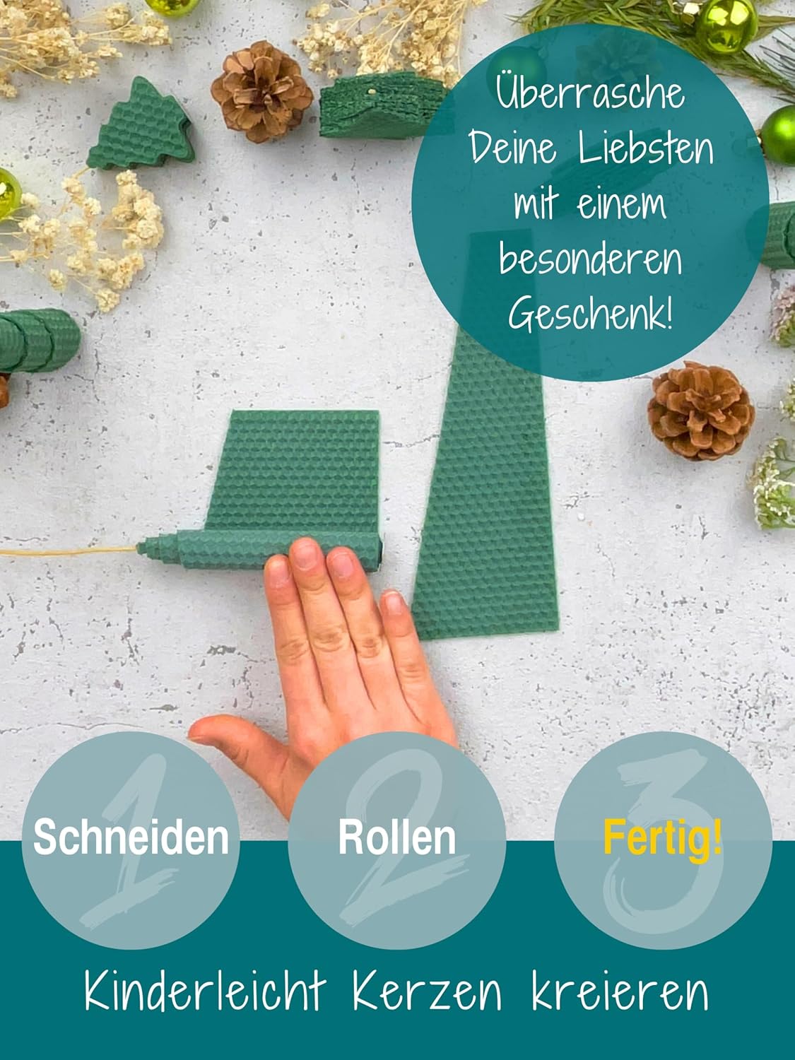 20er Set Bienenwachsplatten für Kerzenherstellung, Dunkelgrün | 20 x 15 cm