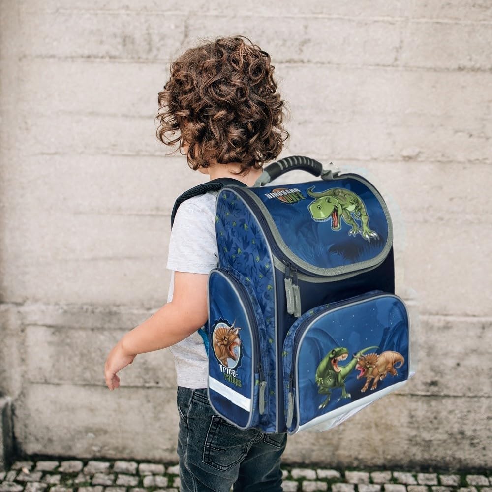 Ergonomischer Schulranzen-Komplettset Dino-Welt mit Schultüte, Komplett Set mit Schultüte