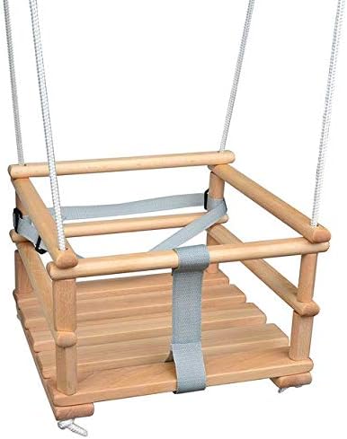 Kinderschaukel aus Holz, Natural/ Grün