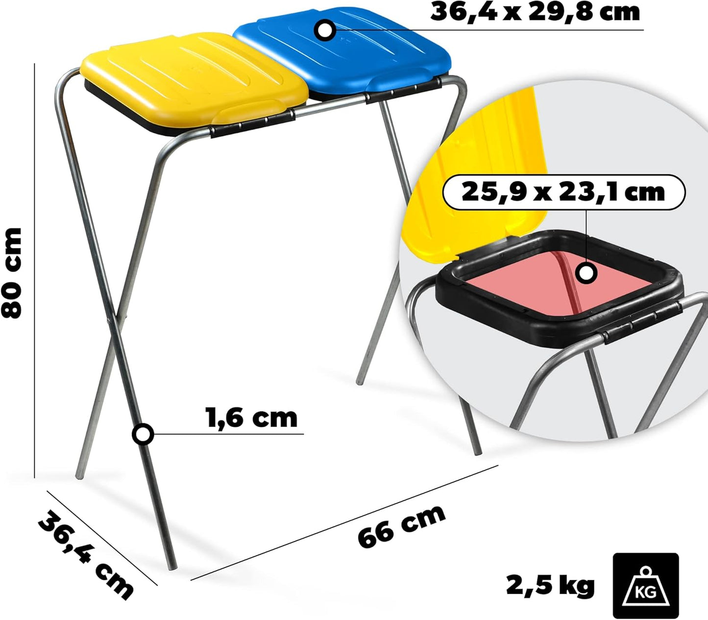 Zweifacher Müllsackhalter für Mülltrennung, Blau-gelb