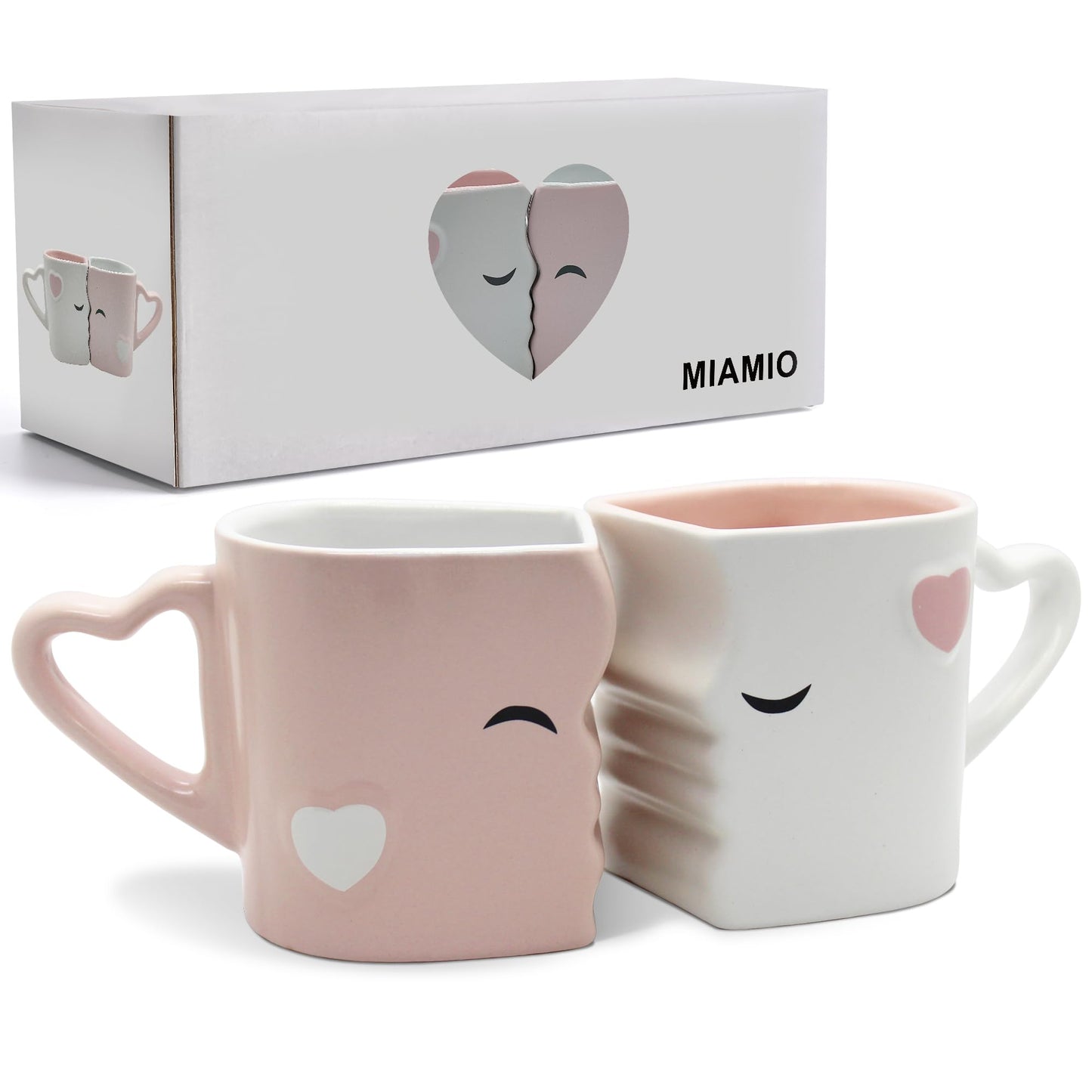 Küssende Kaffeetassen für Paare & Romantiker, Rosa