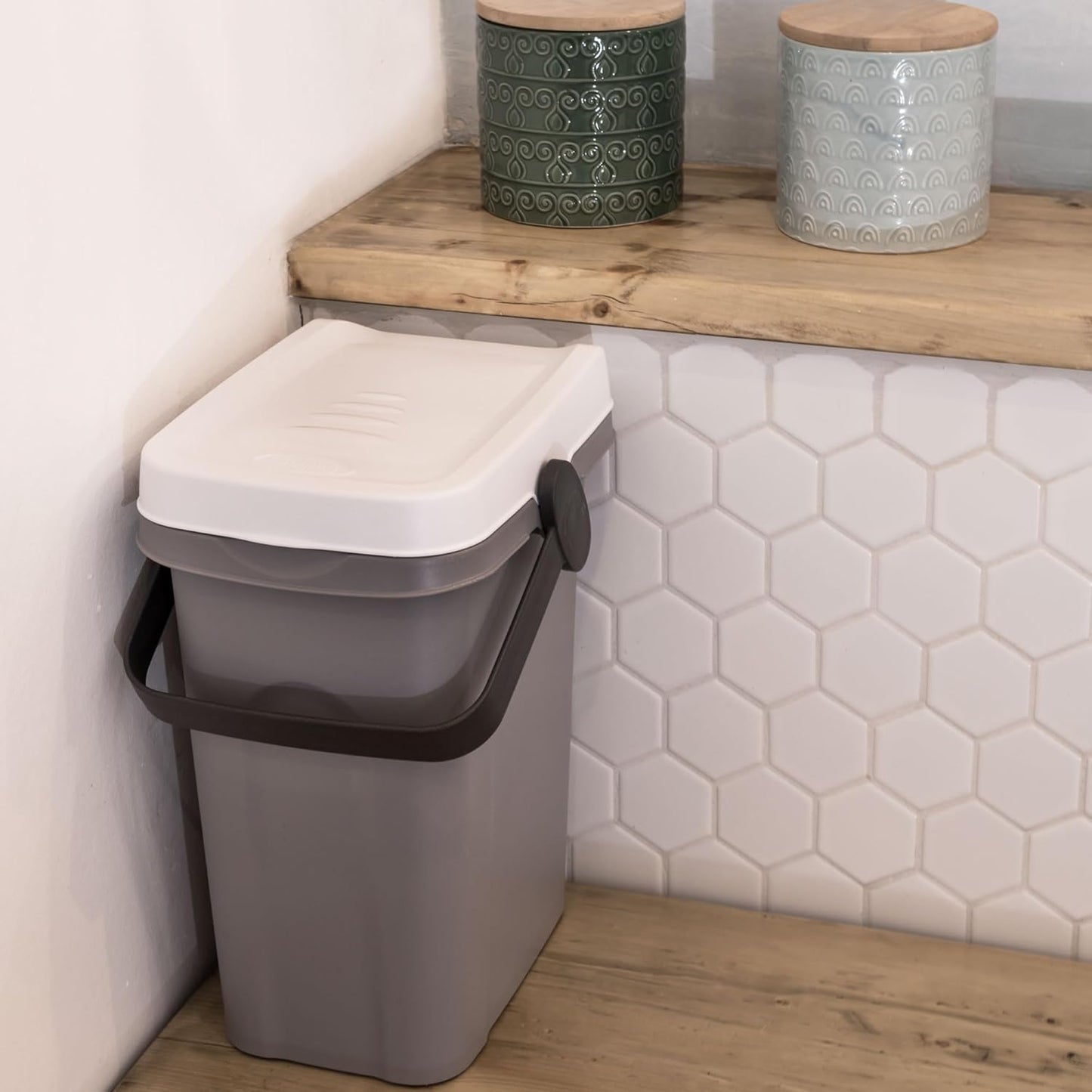 Geruchsdichter Windeleimer 7L für Küche und Biomüll, Weiss 1
