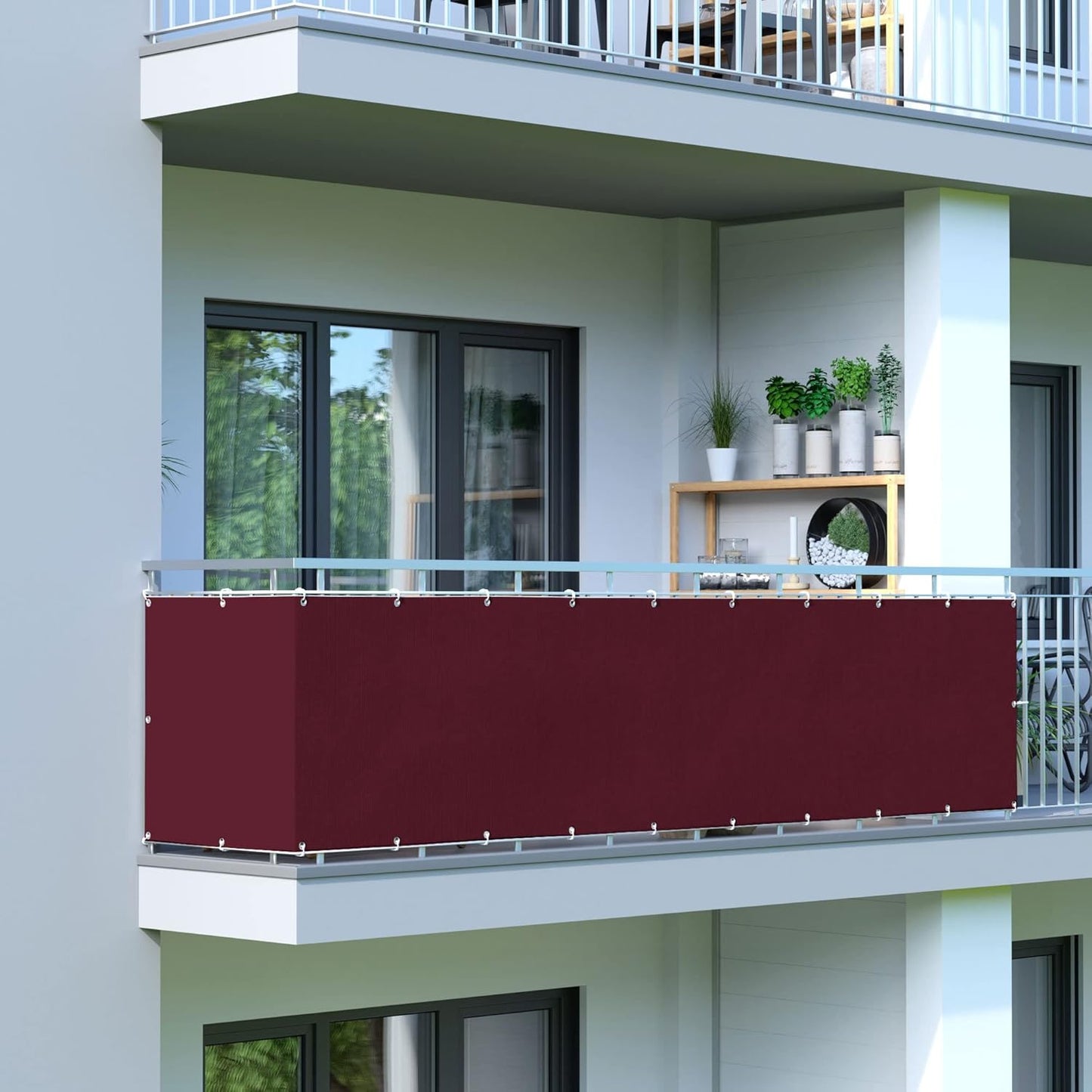 Balkonbespannung Basic, 500 x 75 cm weinrot
